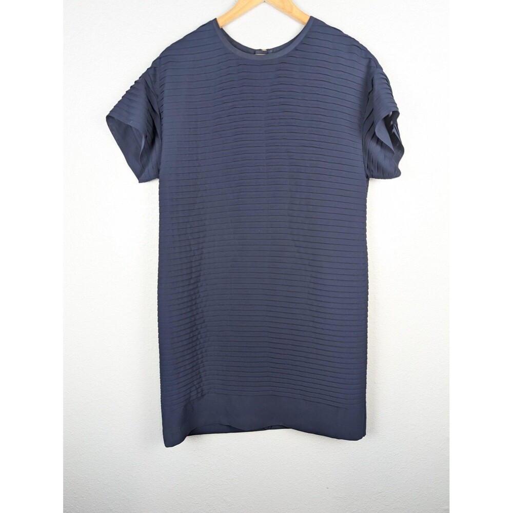 J Crew Blue Pleated Shift Dress Womens Size 8